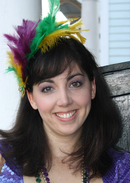 tutorial for a feathered hair piece, Mardi Gras - tipsyterrier.blogspot.com