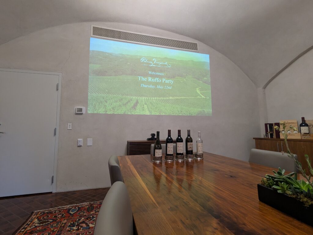 Seated wine tasting at Palmaz Vineyards Napa Valley