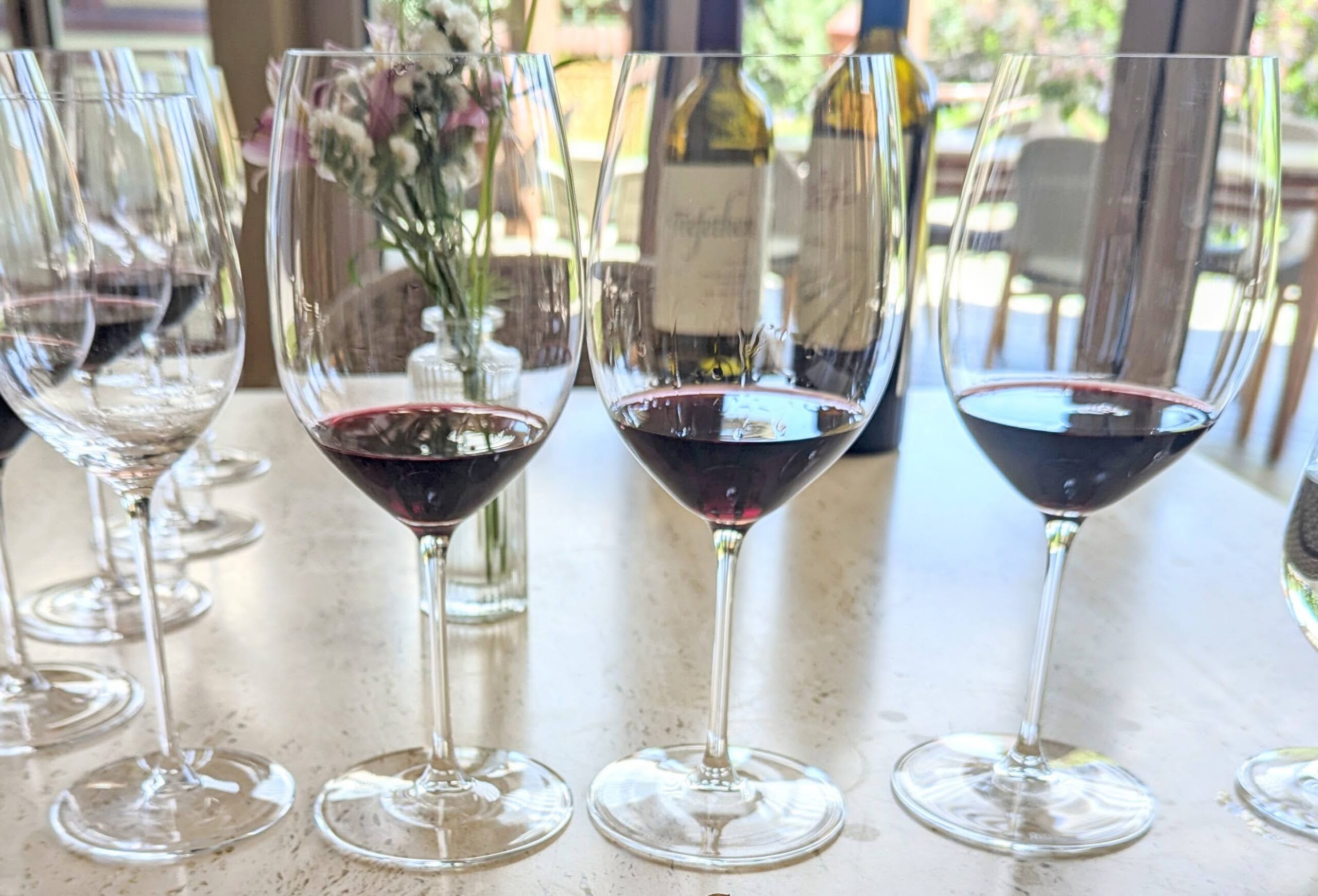 Wine tasting flight at Trefethen Family Vineyards in Napa Valley, California